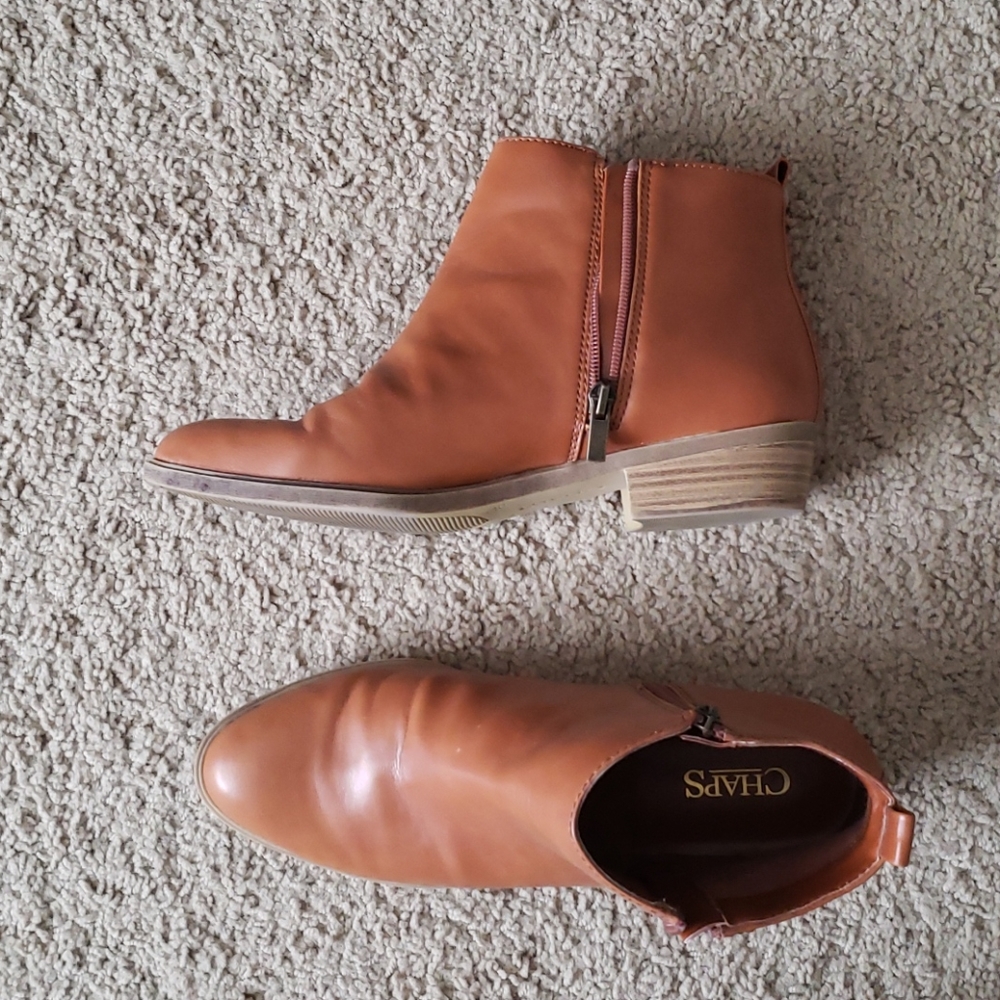 Chaps Brown Leather Booties